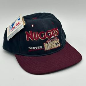 Vtg NWT NBA Denver Nuggets Wool Hat SnapBack One Size Navy Red 1990's Deadstock